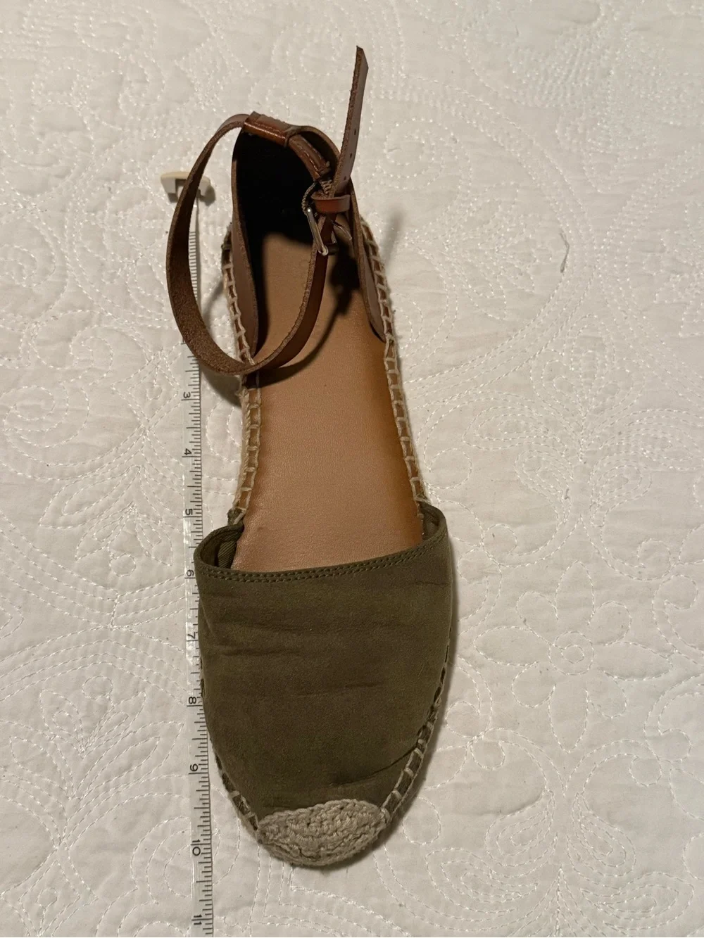 Old Navy Olive Suede Espadrille with Tan Ankle Strap